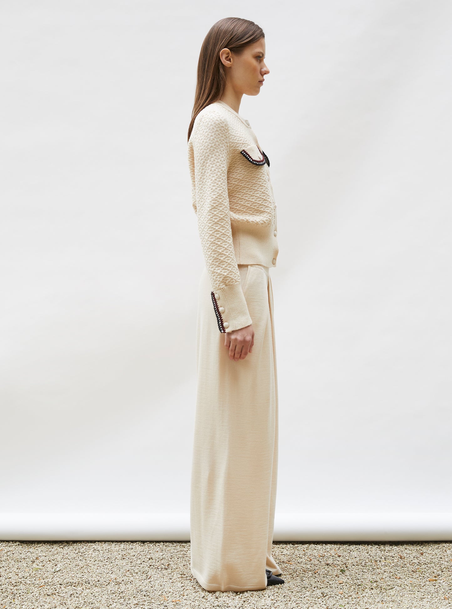 Veste maille brodée main Dune - Molli