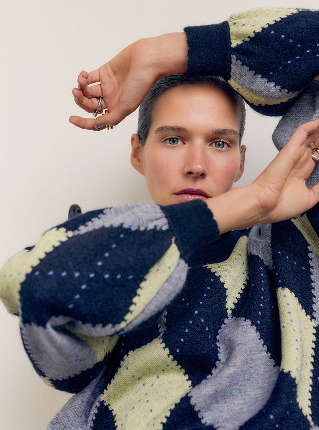 Pull fin jacquard argyle - Image principale