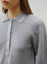 Polo de luxe femme - Polo fin finition picots gris moyen-naturel