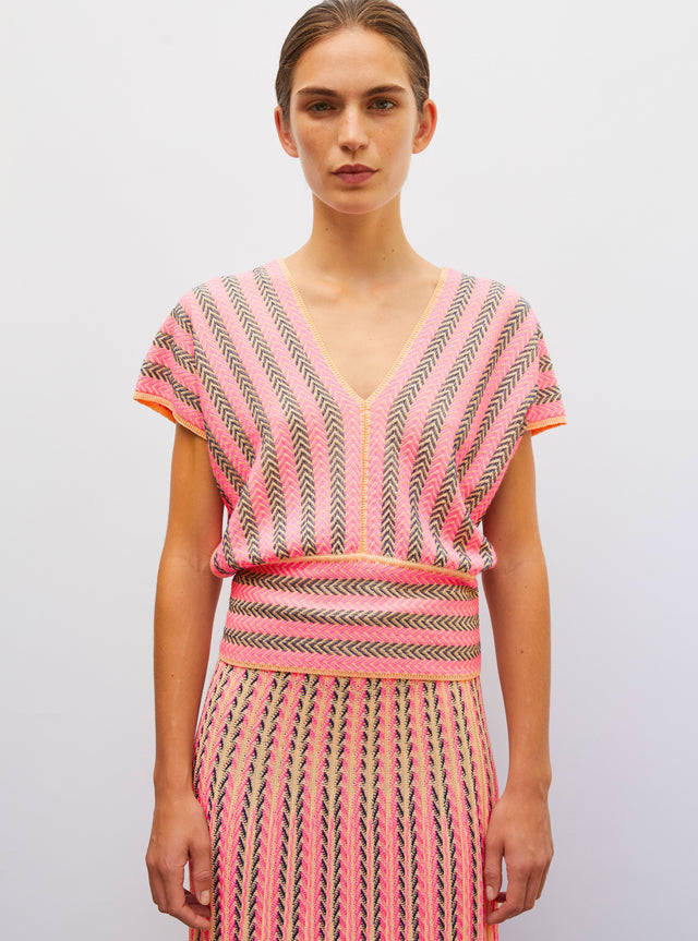 top in herringbone knit - Image principale