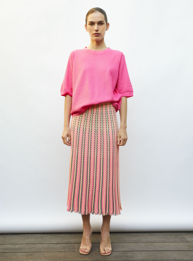 fluid skirt in herringbone knit - Image principale
