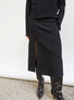 Jupe mi-longue maille fendue Noir profond - Vêtement de luxe femme