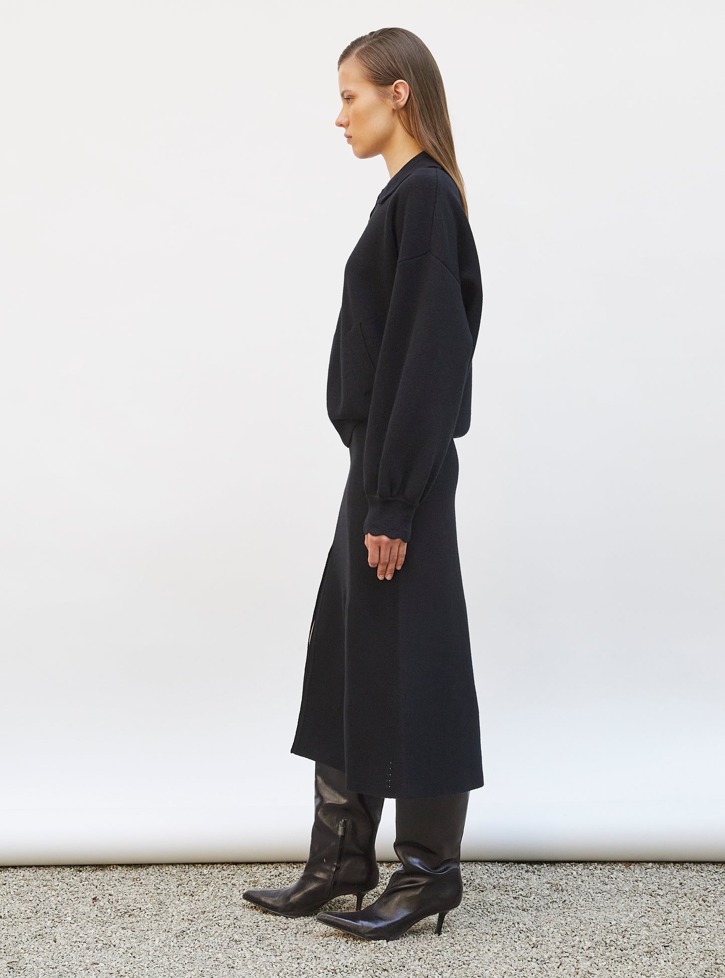 Pull de luxe femme - Veste en maille col croquet Noir profond