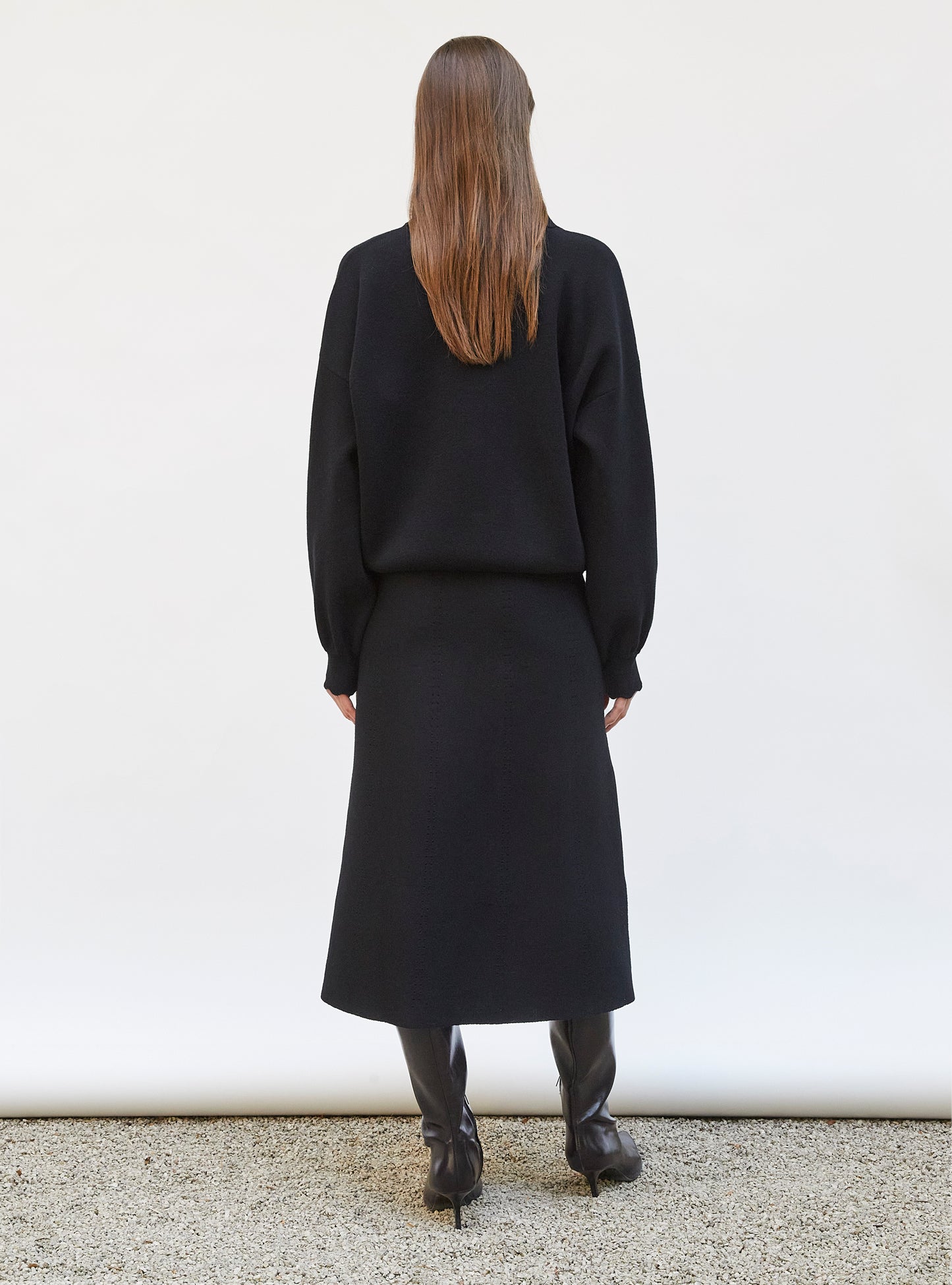 Veste en maille col croquet Noir profond - Pull de luxe