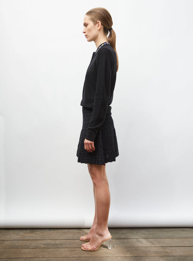 Chemise maille brodée fleurs - Image principale