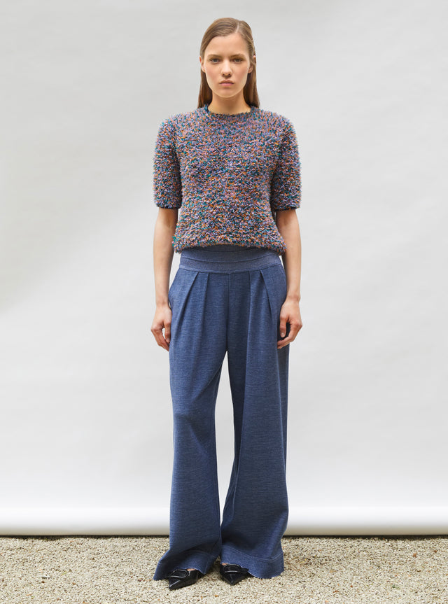dotted swiss top with elbow-length sleeves - Image principale