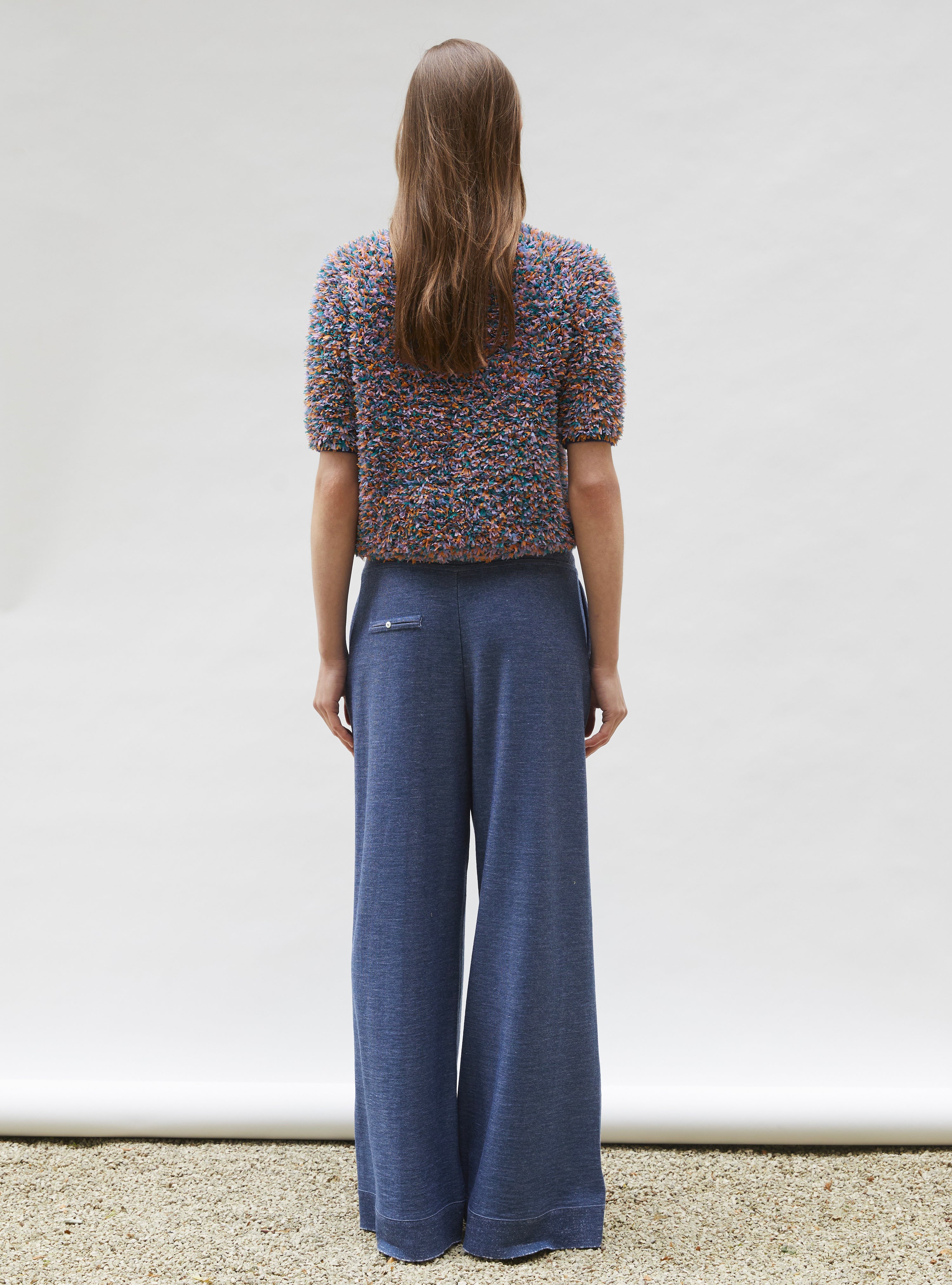 Top plumetis manches coudes indigo-multi - Molli