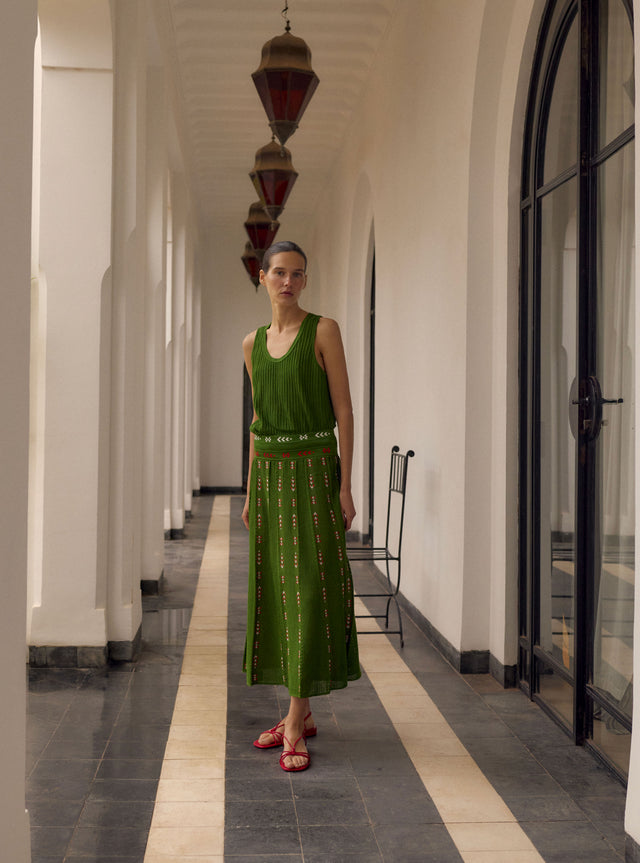 Long ikat knit skirt - Image principale