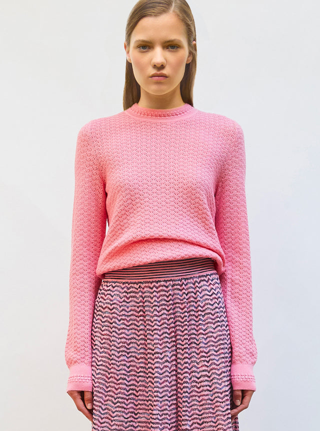 straight top in pointelle knit - Image principale