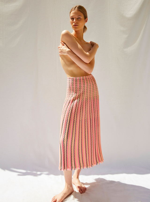 fluid skirt in herringbone knit - Image principale