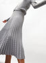 Jupe longue maille cannage gris - Vêtement de luxe femme