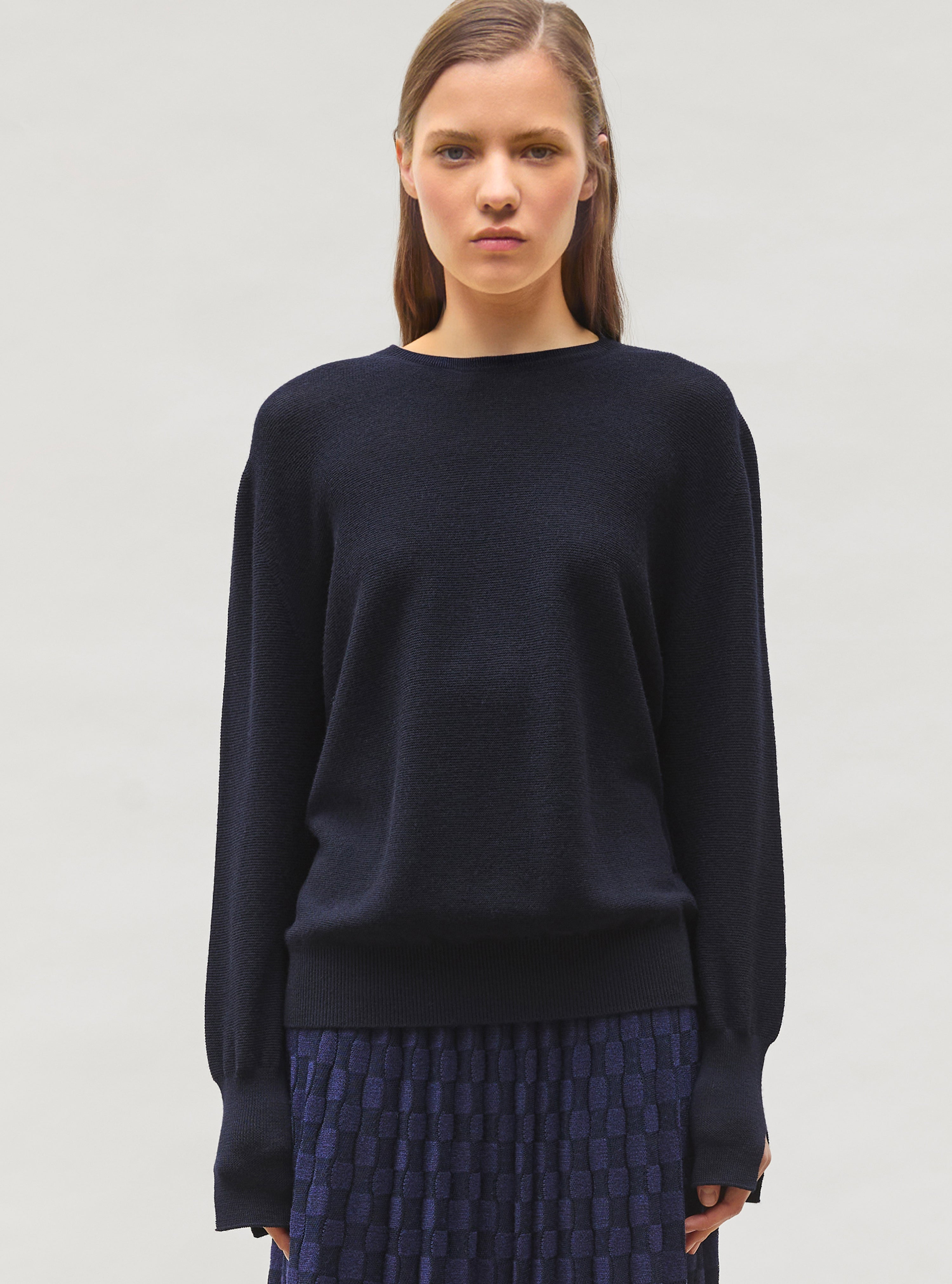 Top fin à col rond manches longues nuit - Vêtement en maille de luxe Molli