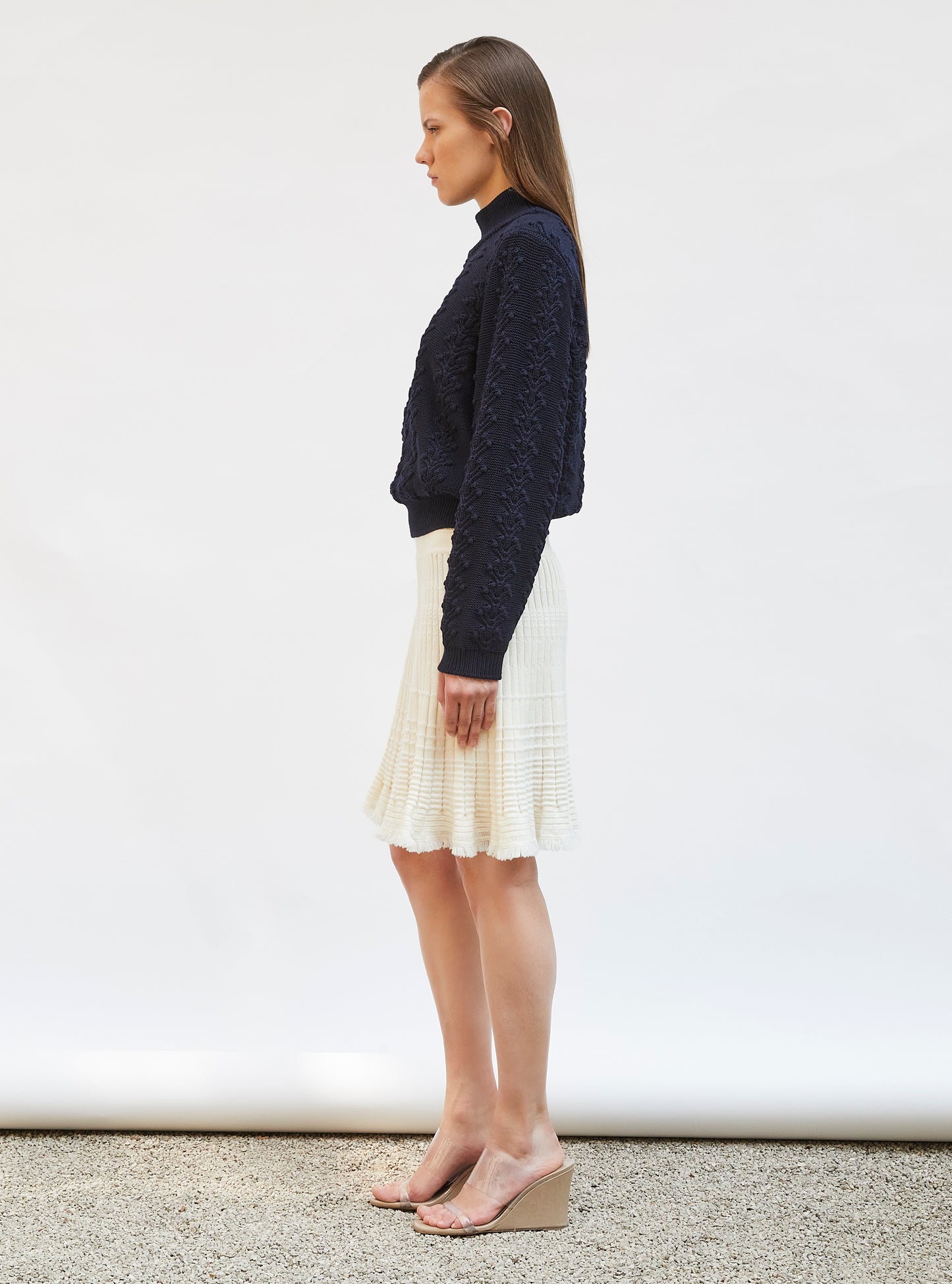 Tops de luxe femme - Pull en maille motif floral