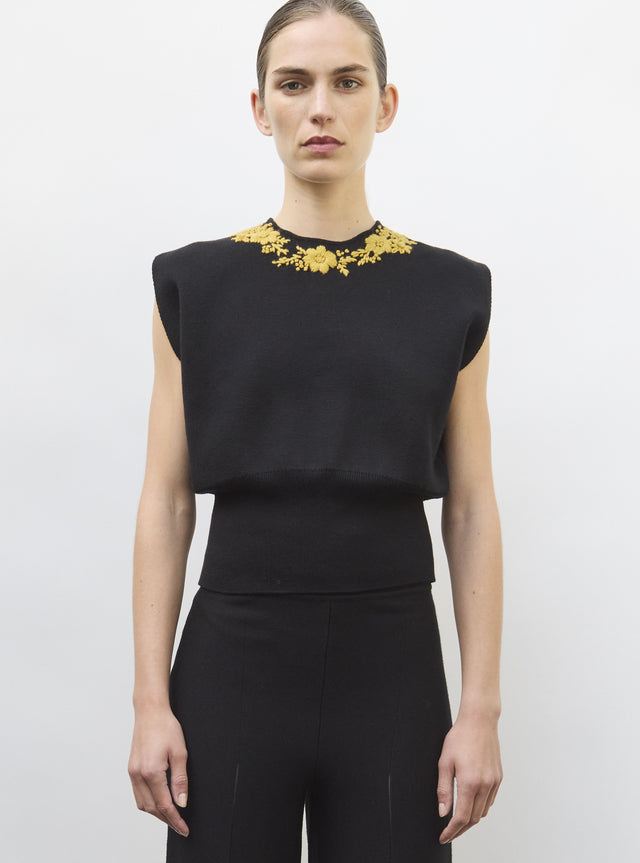 Top maille détails brodés main - Image principale
