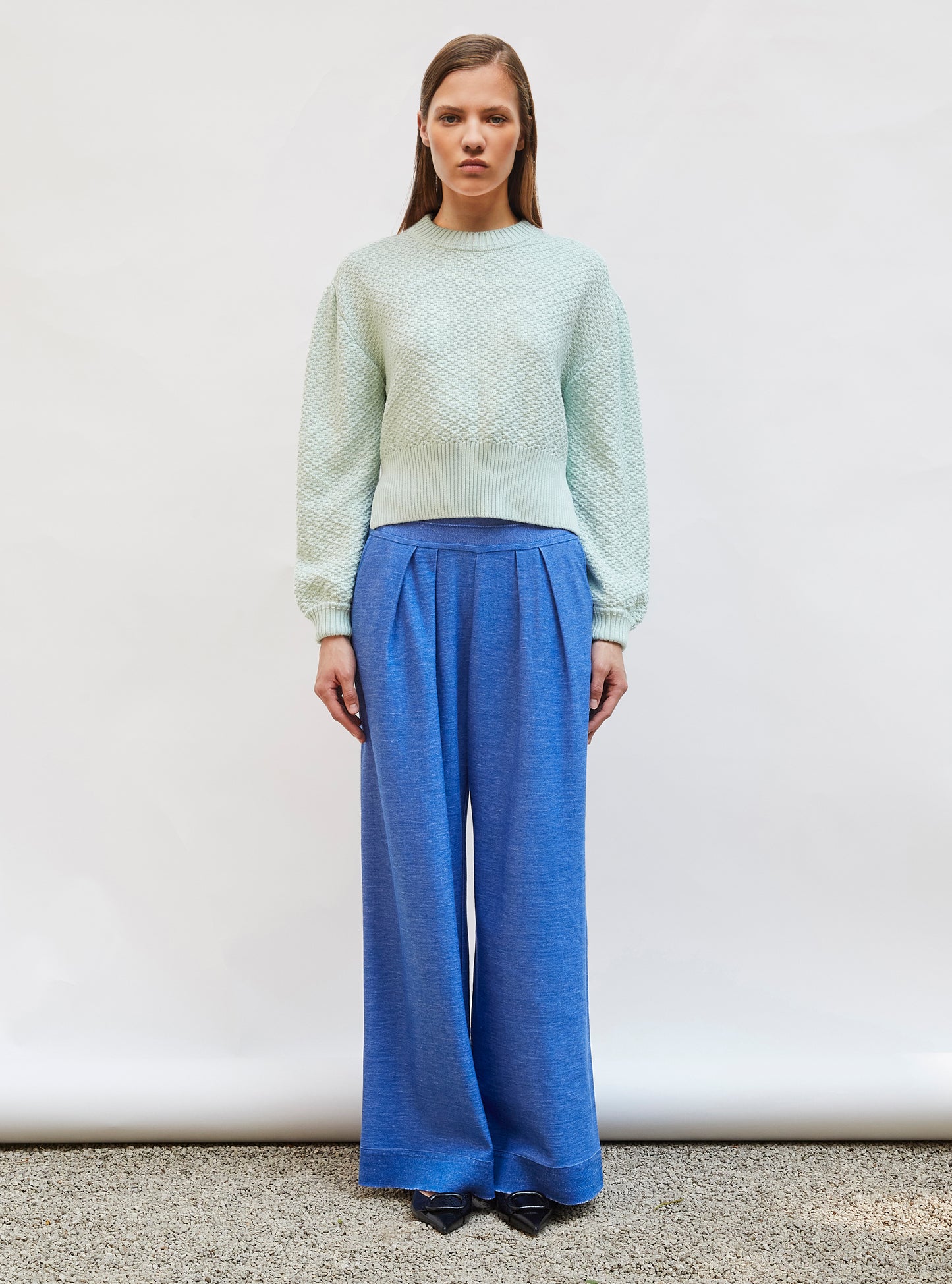 Pull court maille damier Jade - Vêtement en maille de luxe Molli