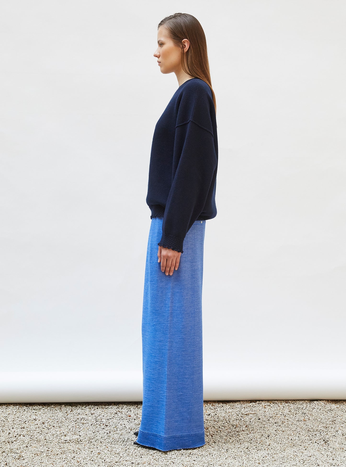 Sweat loose finitions smockées Nuit - Sweat de luxe
