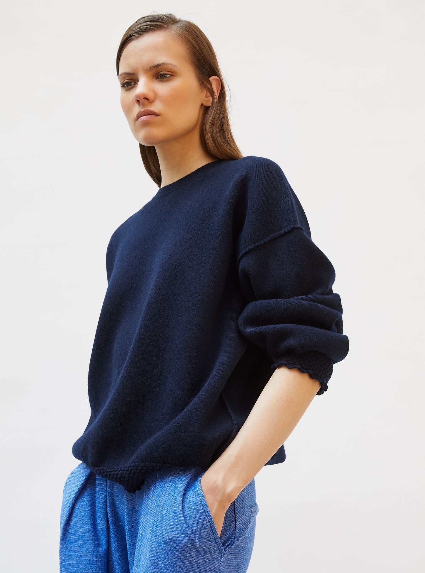 Chemise de luxe femme - Sweat loose finitions smockées Nuit