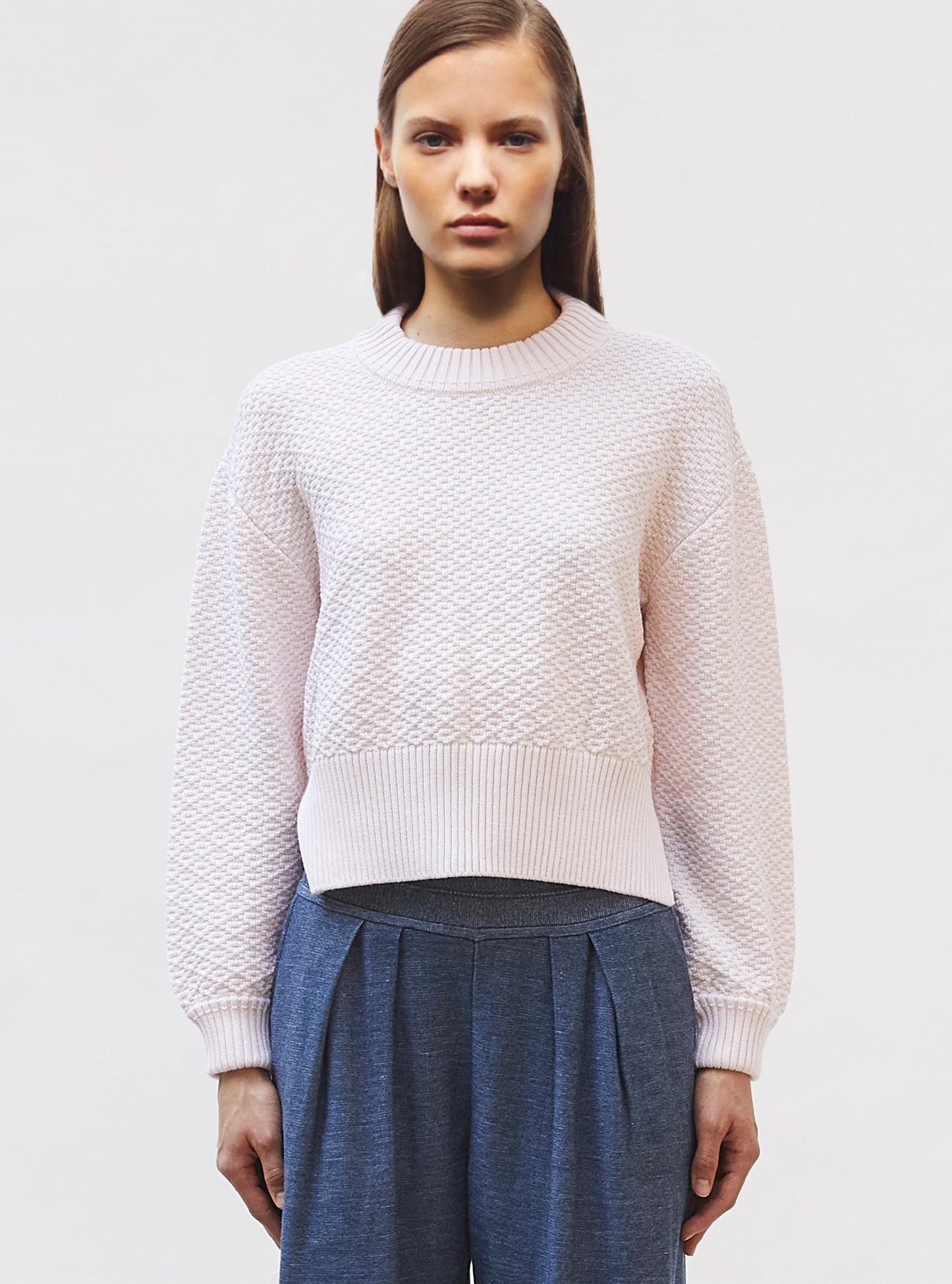 Pull court maille damier Pétale - Vêtement en maille de luxe Molli