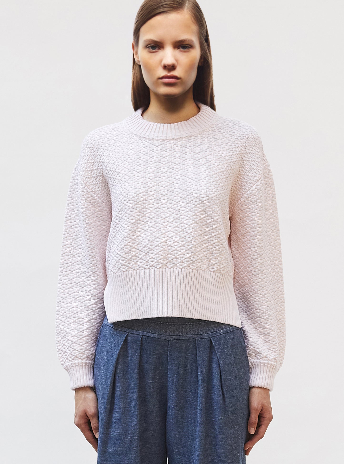 Pull court maille damier Pétale - Vêtement en maille de luxe Molli