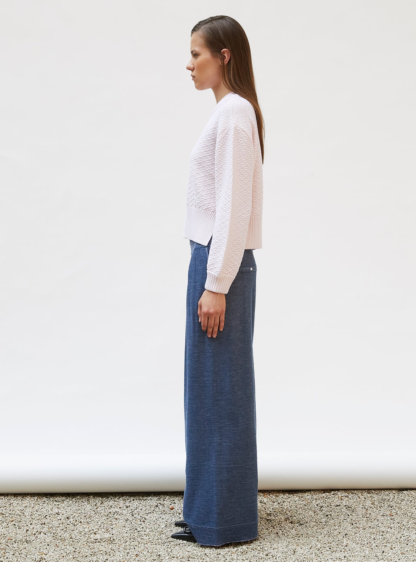 Pull court maille damier Pétale - Pull de luxe