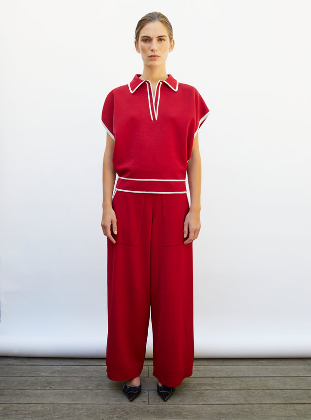 pantalon ample maille couture - Image principale