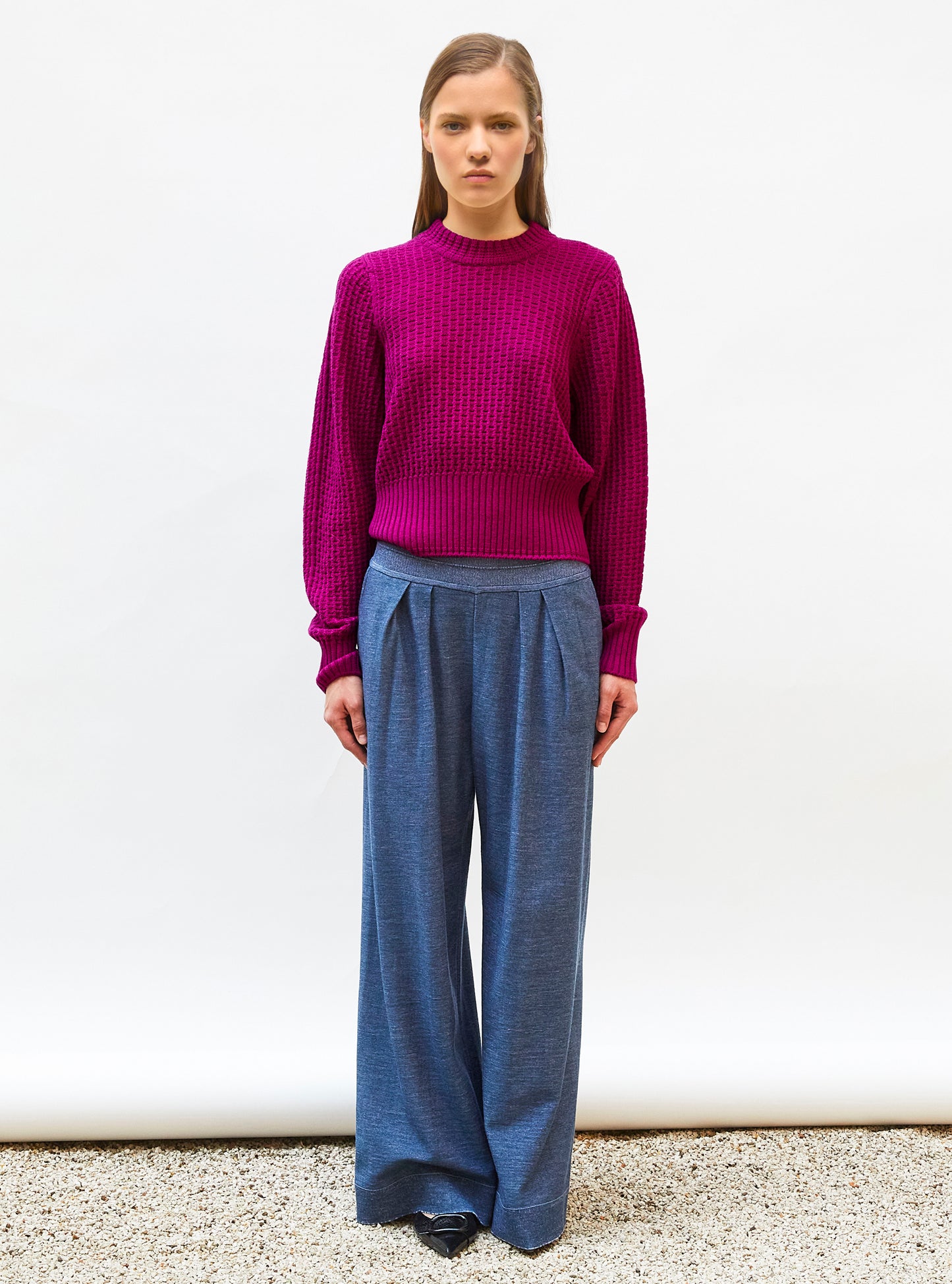 Pull fin maille gaufrée Cardinal - Vêtement en maille de luxe Molli