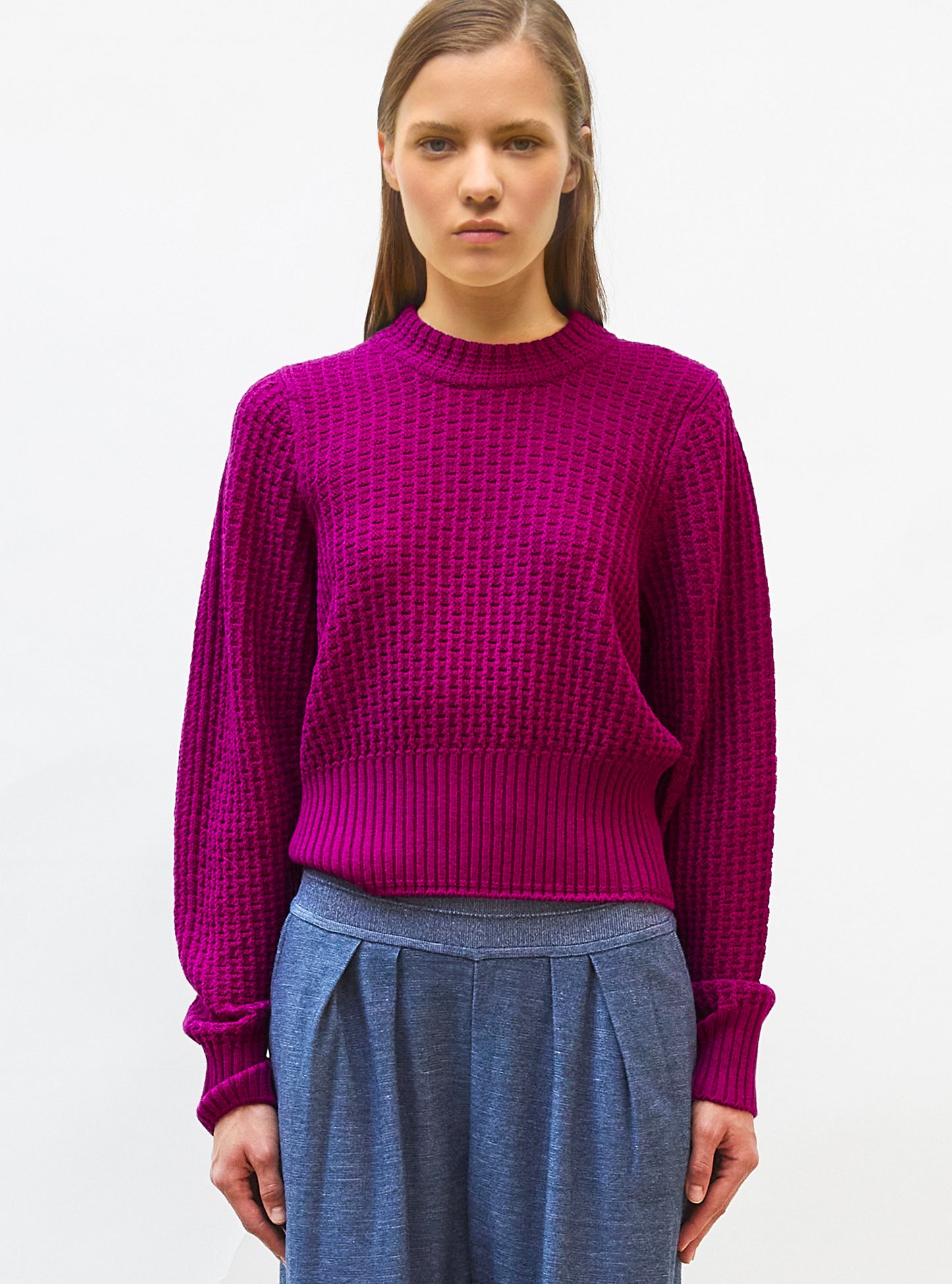 Pull en maille de luxe Molli - Pull fin maille gaufrée Cardinal