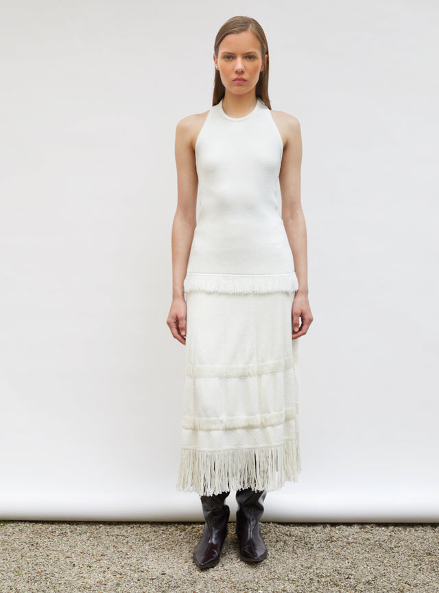 knit halter top with fringe - Image principale