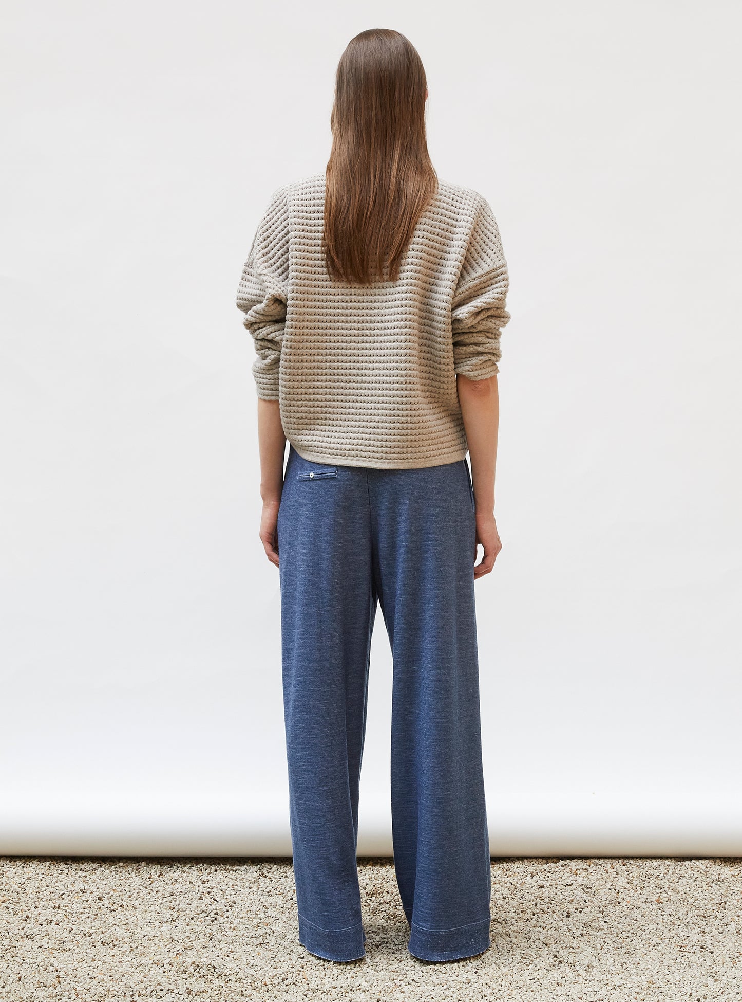 Pull maille résille de laine Argile - Molli