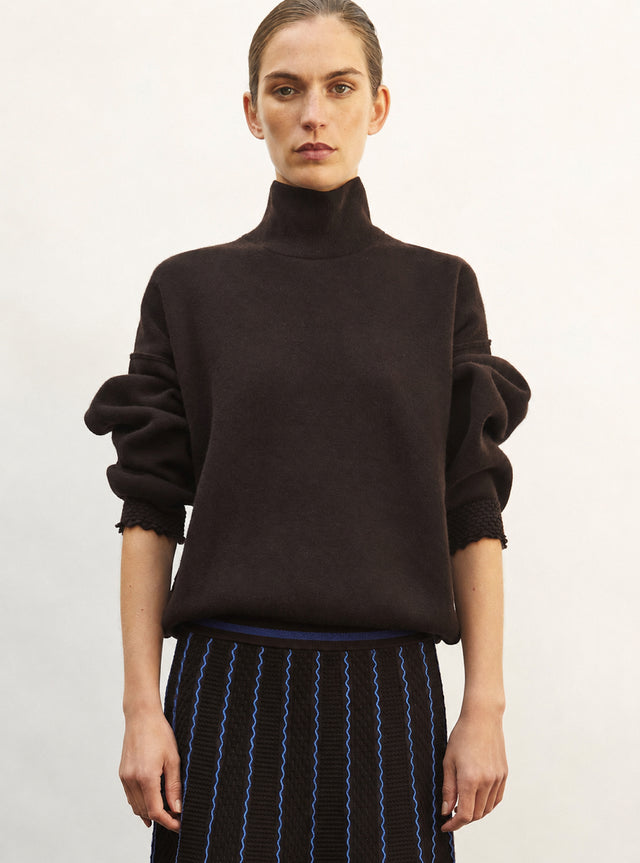 High-necked sweater with smocked details - Image principale