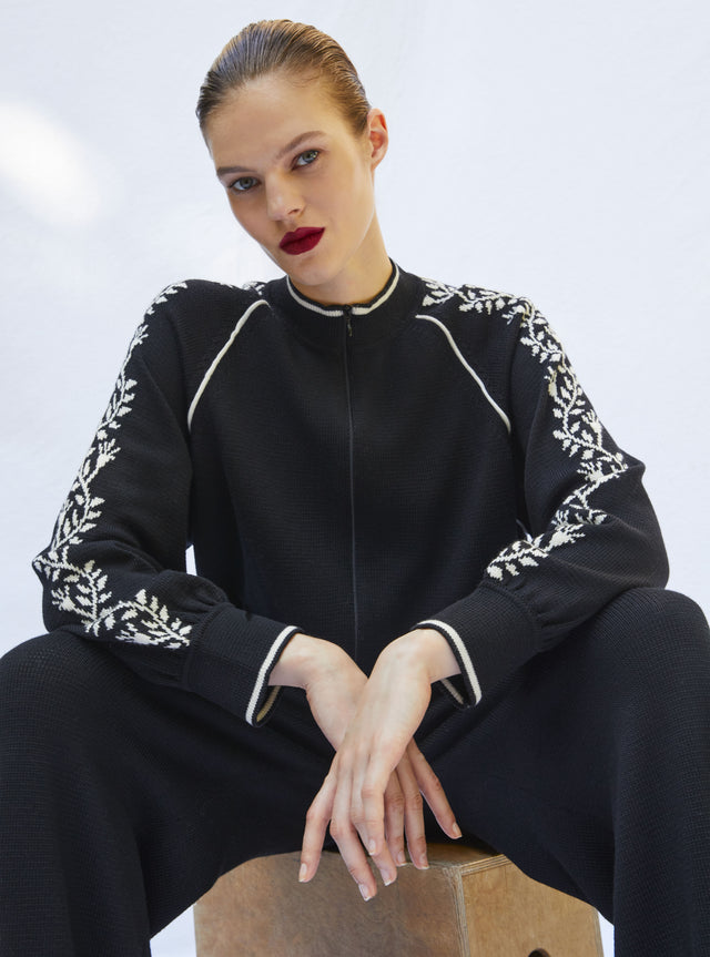 jacket with floral knit trim - Image principale