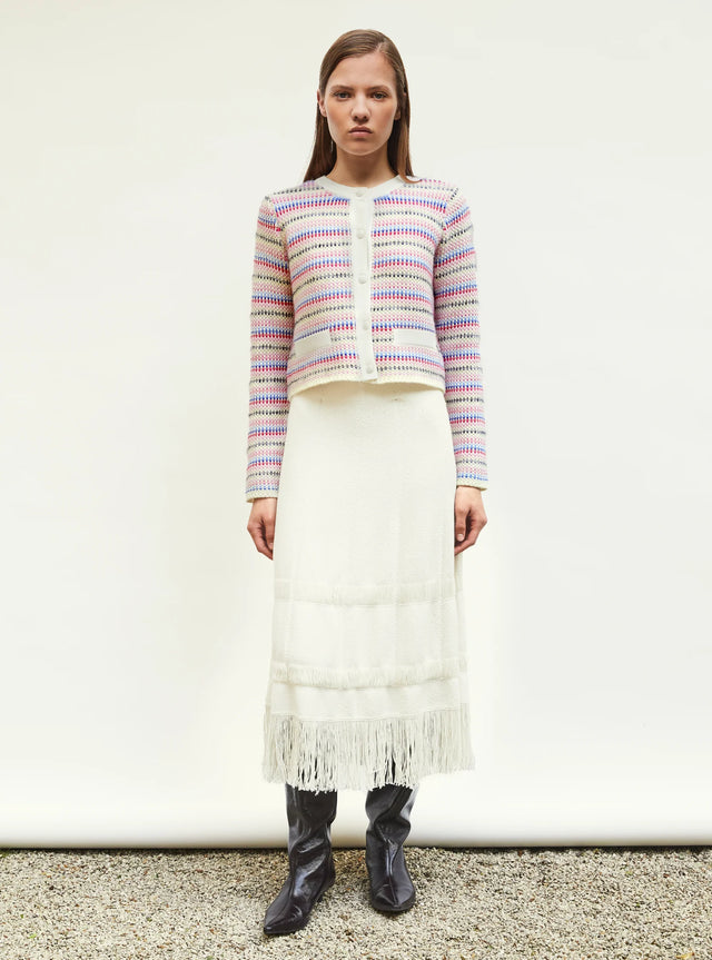 knit pencil skirt with fringe - Image principale