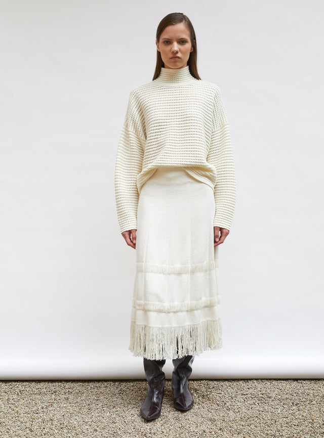 knit pencil skirt with fringe - Image principale