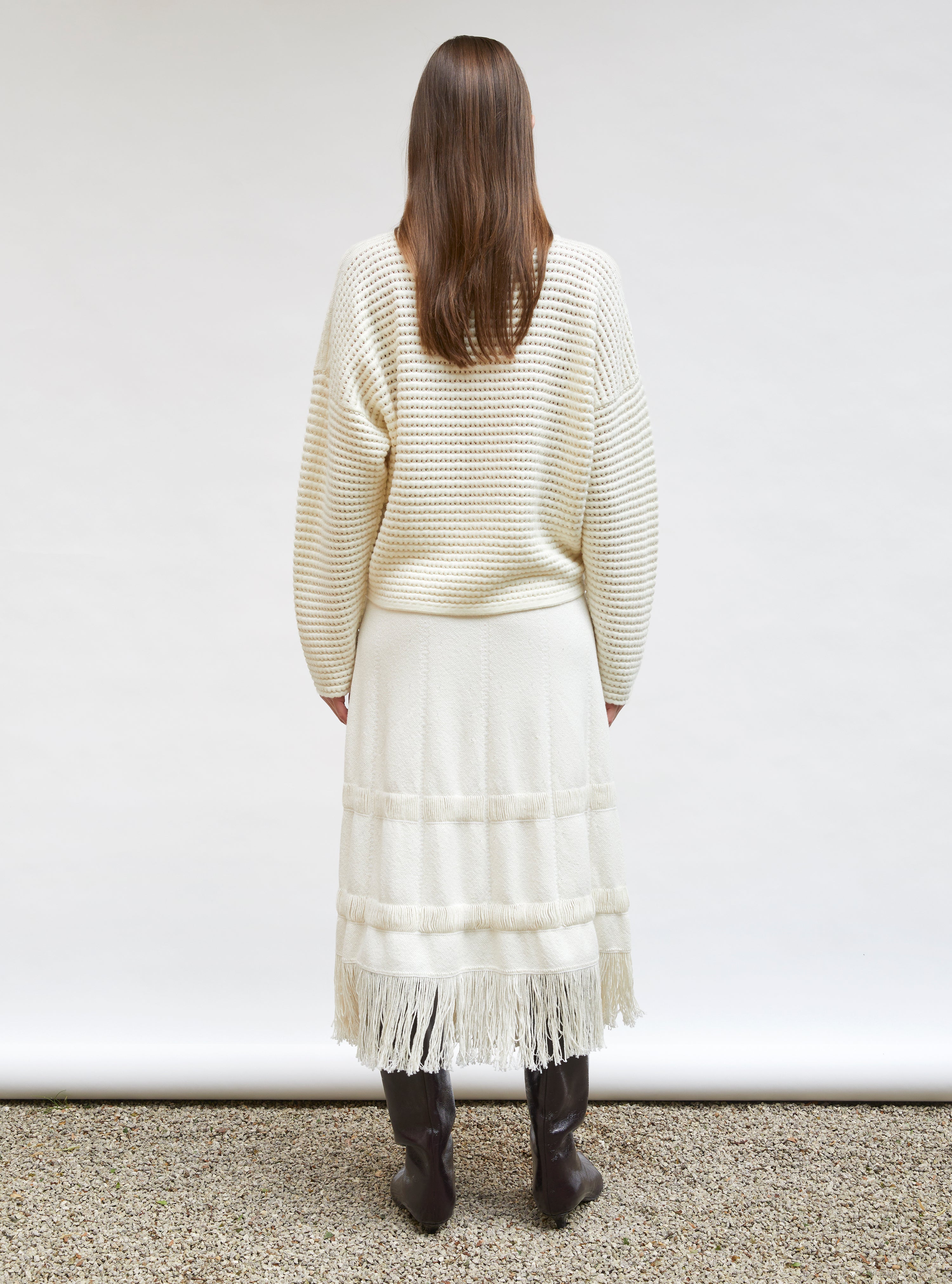 Pull maille résille de laine Naturel - Top de luxe