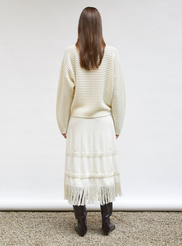 knit pencil skirt with fringe - Image principale