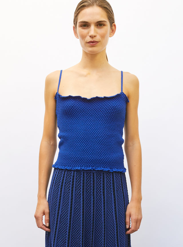 smocked knit top with straps - Image principale
