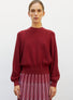 Pull fin larges emmanchures rouge moulinée - Vêtement en maille de luxe Molli