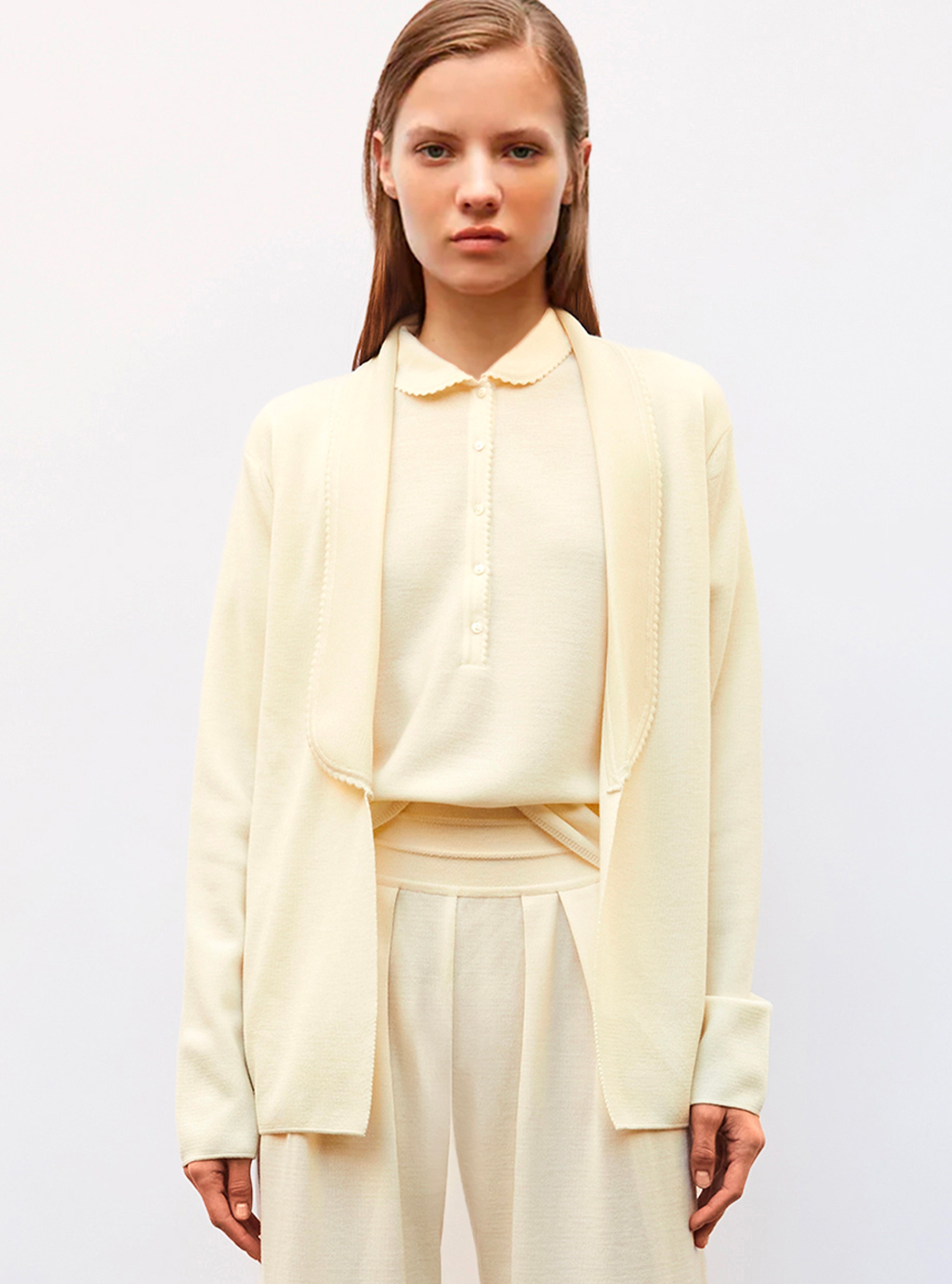 Vestes de luxe femme - Veste en maille mini croquet Naturel