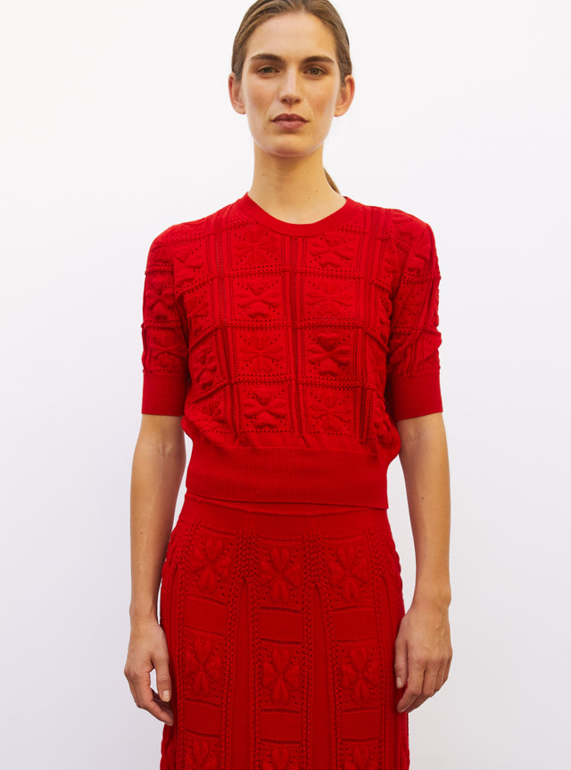 knit top with clover motif - Image principale