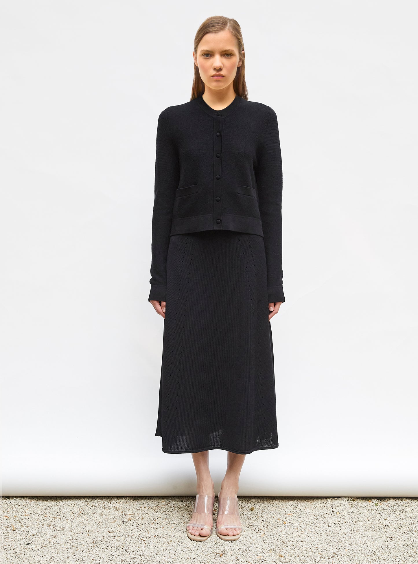 Cardigan maille point mousse Noir profond - Molli