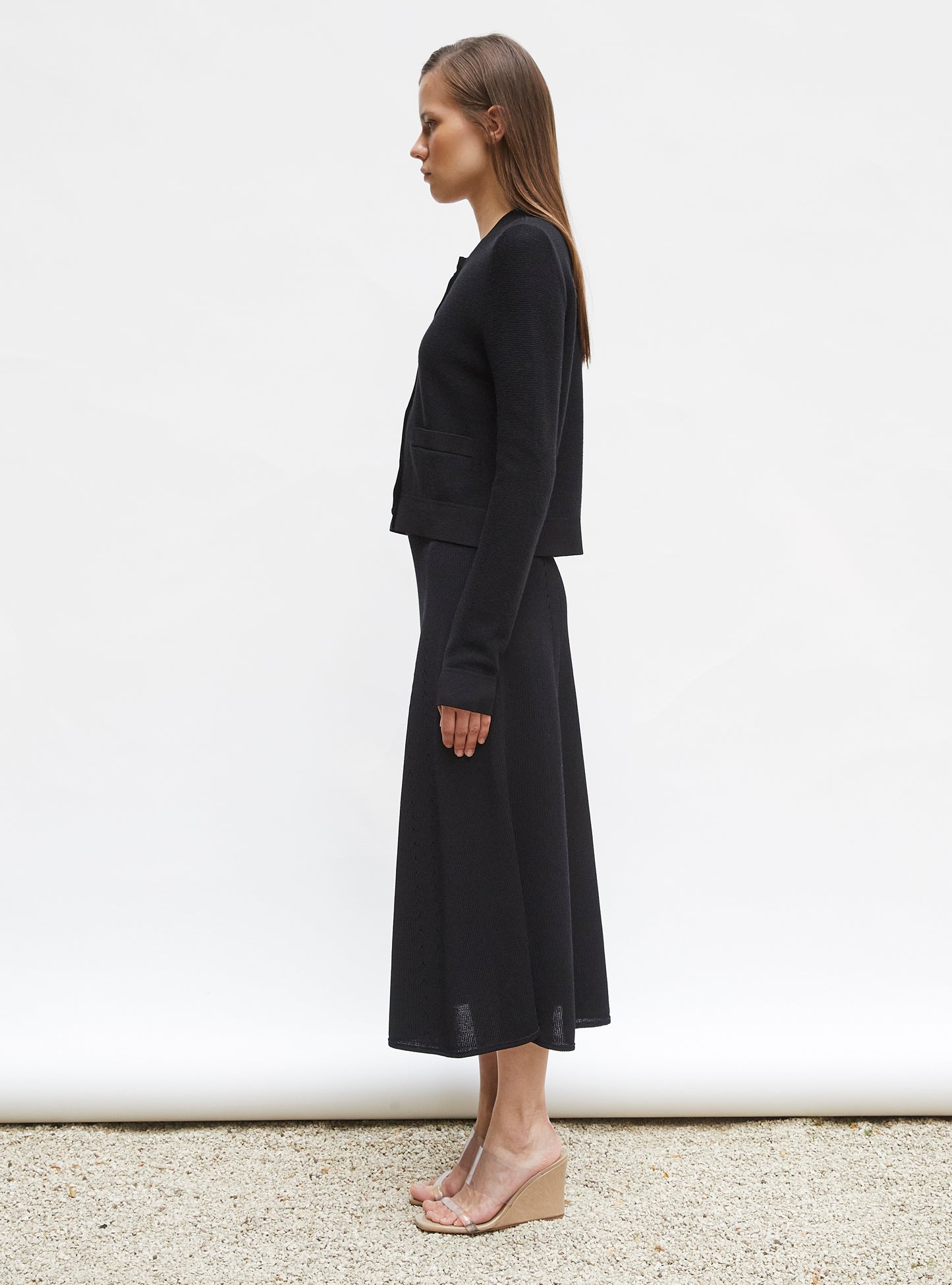 Cardigan maille point mousse Noir profond - Cardigan de luxe