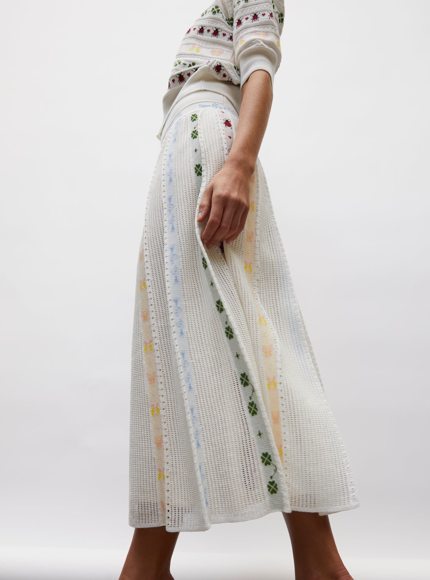 Jupe longue maille grigri milk-multi - Vêtement de luxe femme