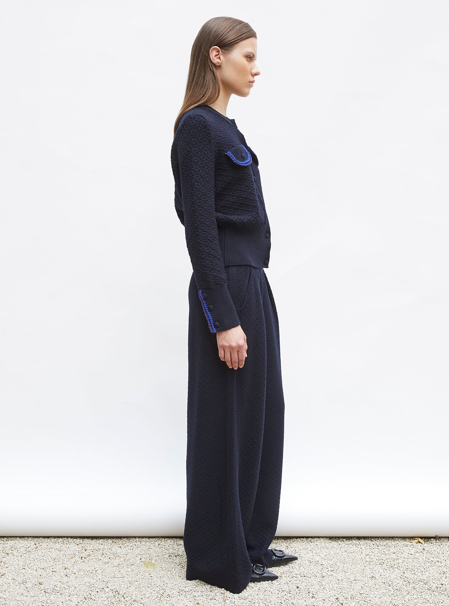 Veste maille brodée main nuit - Veste de luxe