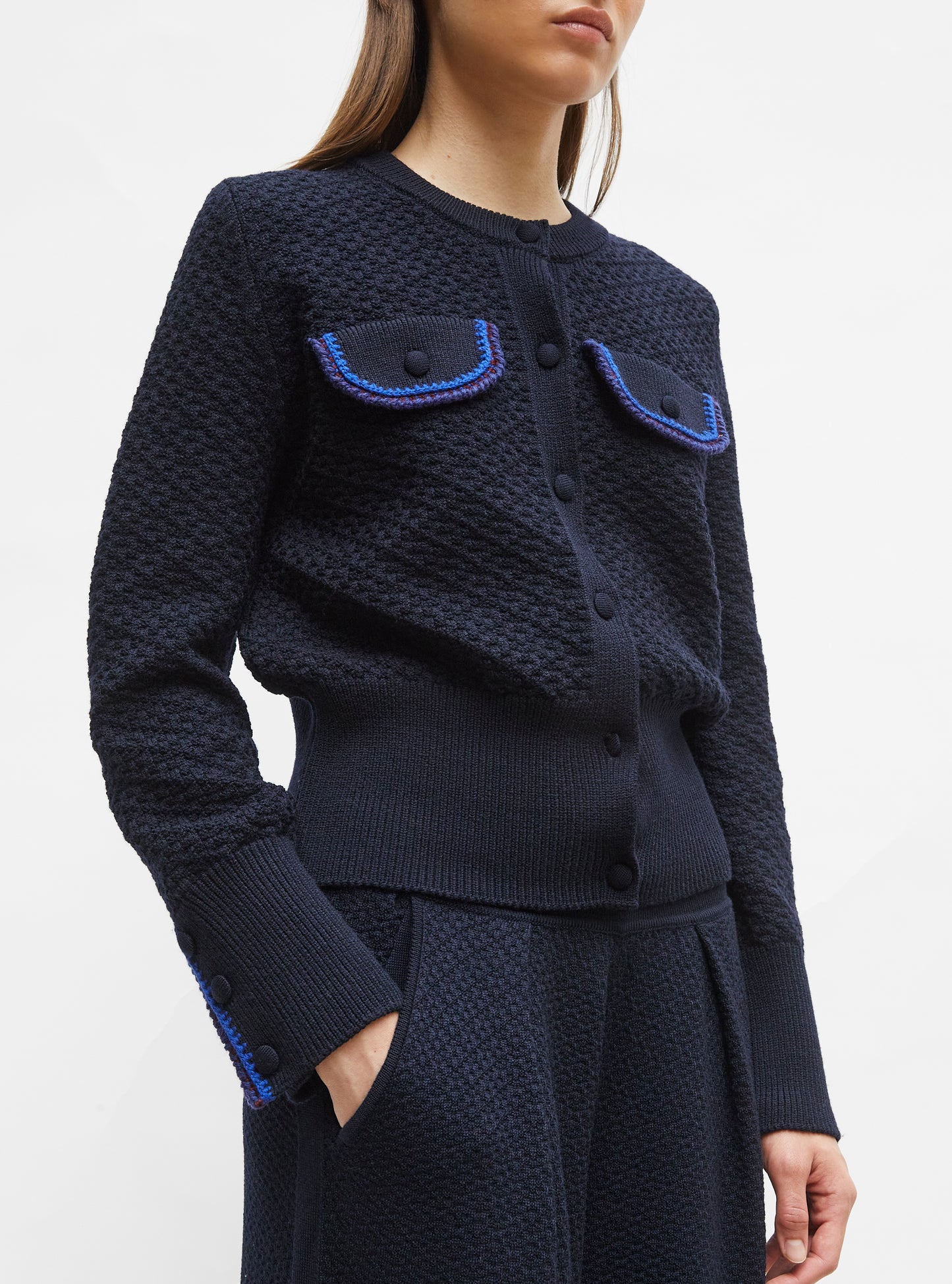 Veste maille brodée main nuit - Molli