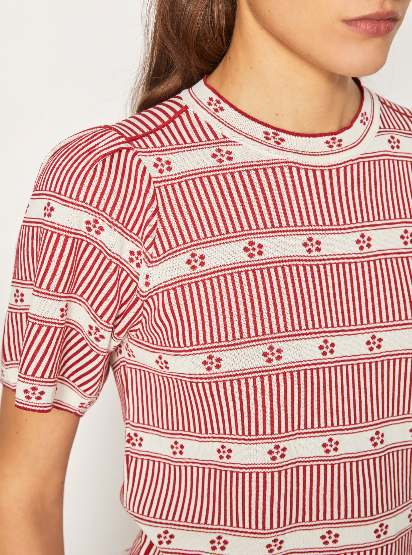 Top jacquard mini fleurs Naturel-Grenat - Molli