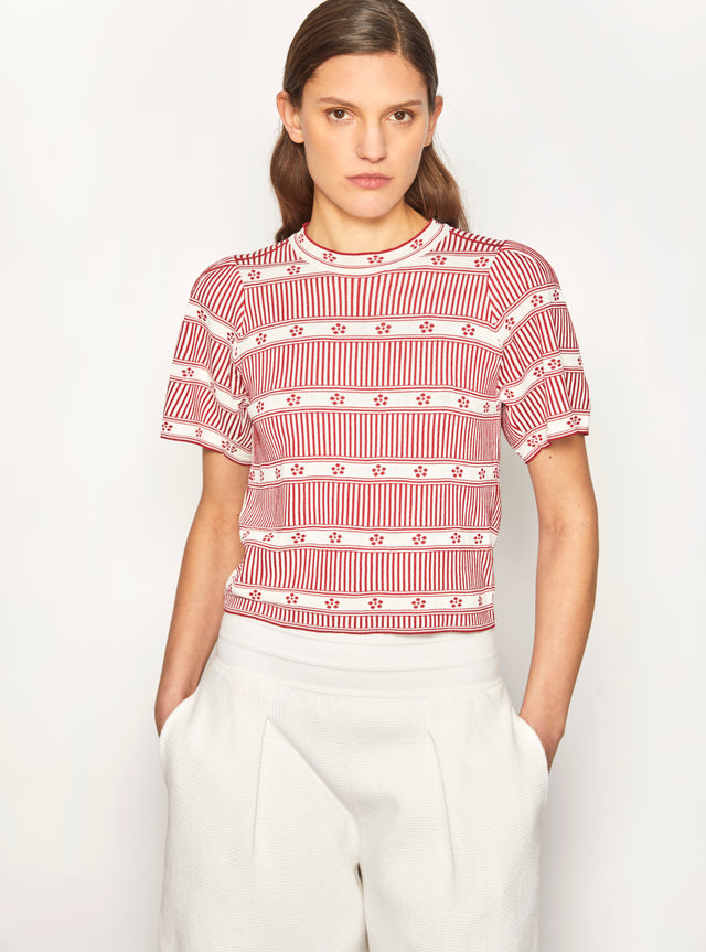 jacquard top with mini flowers - Image principale