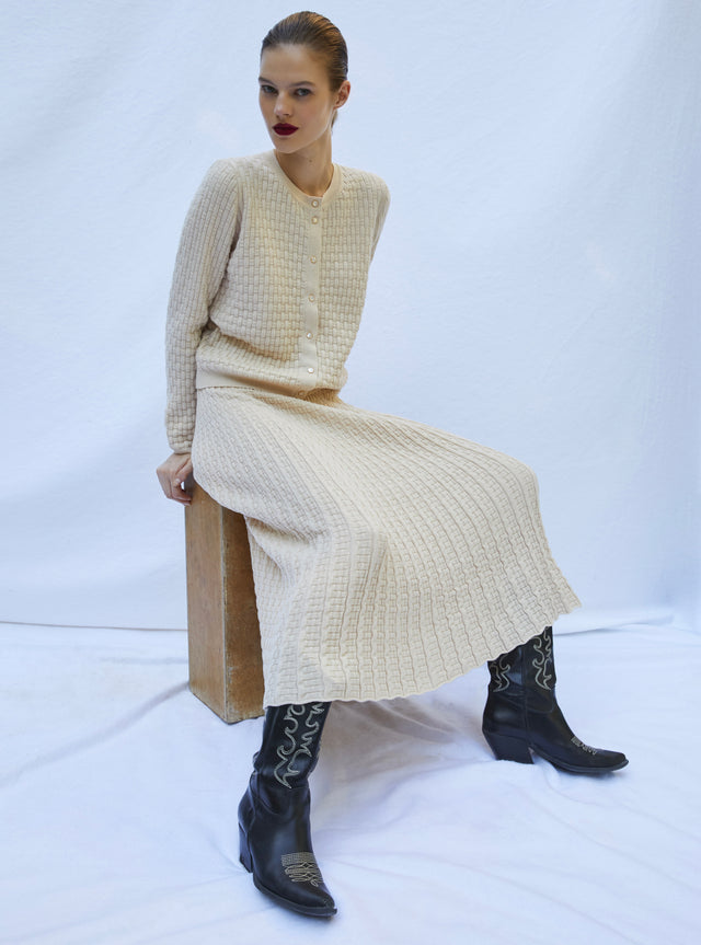 fluid skirt in cannage knit - Image principale