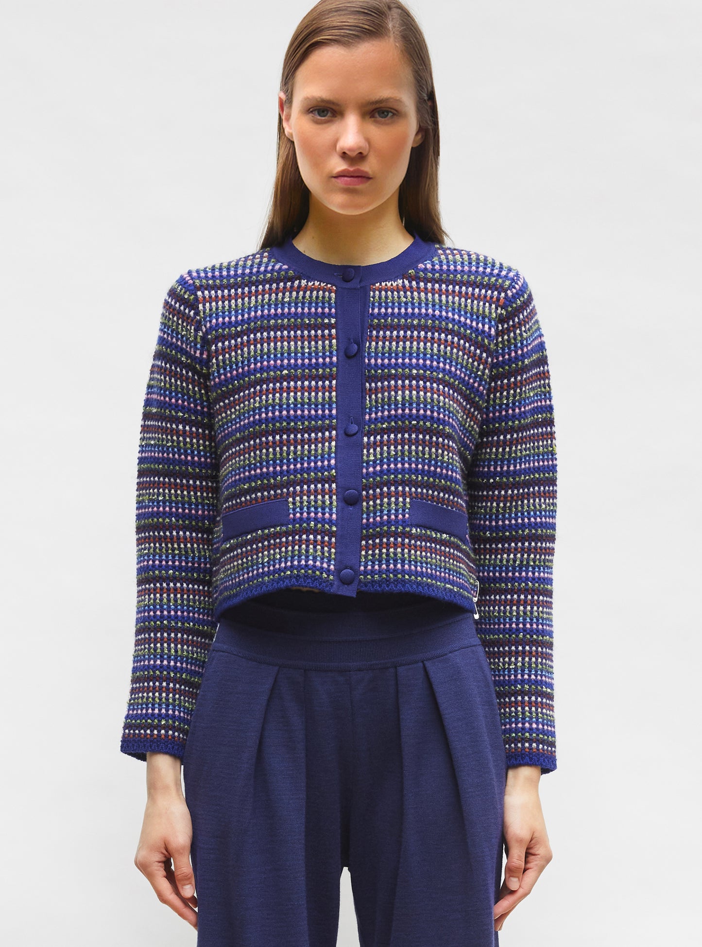 Cardigan moelleux multicolore Indigo-multi - Vêtement en maille de luxe Molli