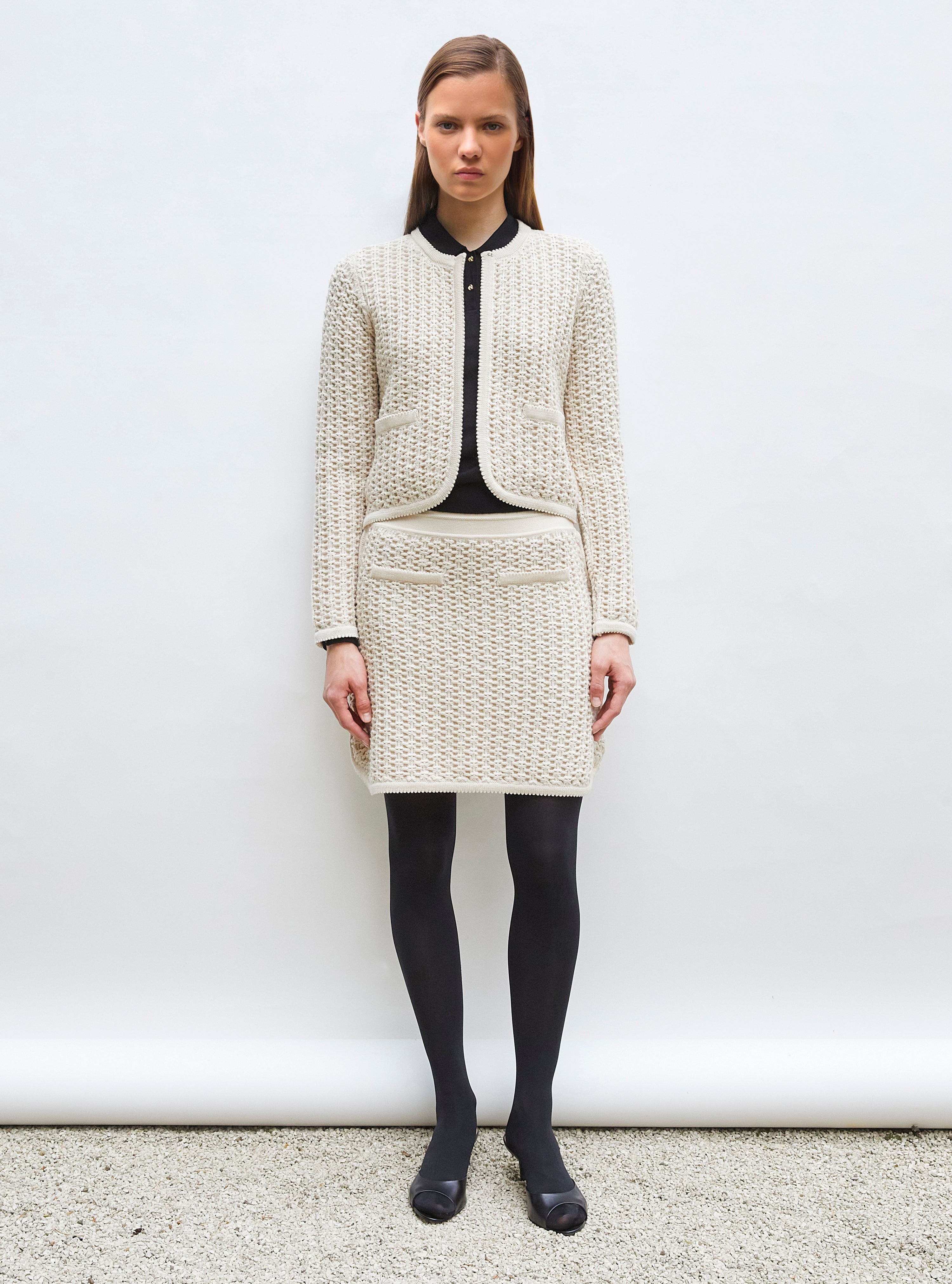 Veste courte maille tweedée Dune - Vêtement en maille de luxe Molli