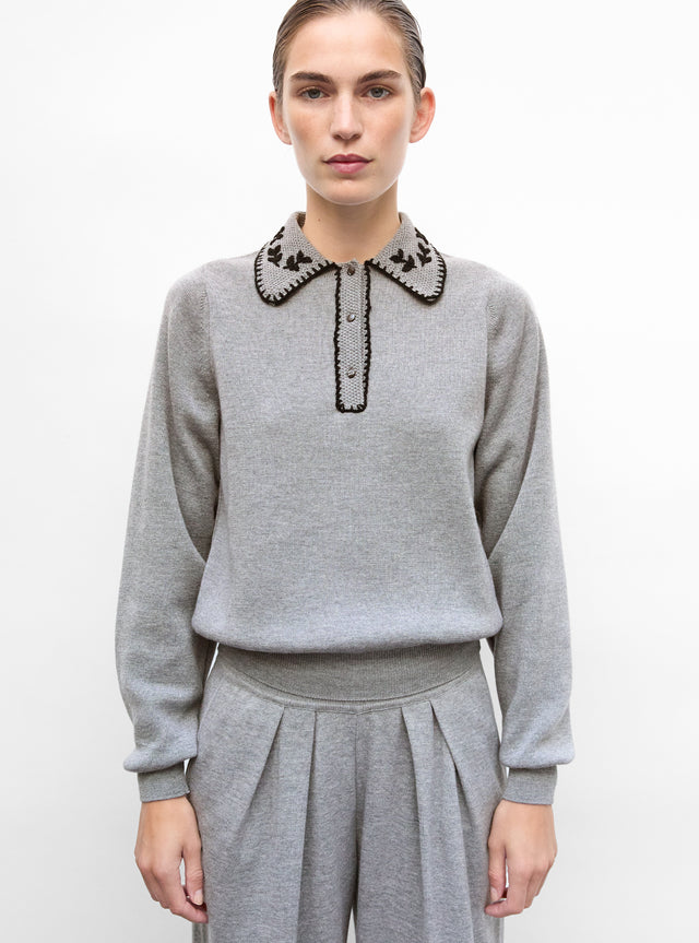 Hand-embroidered knit shirt - Image principale